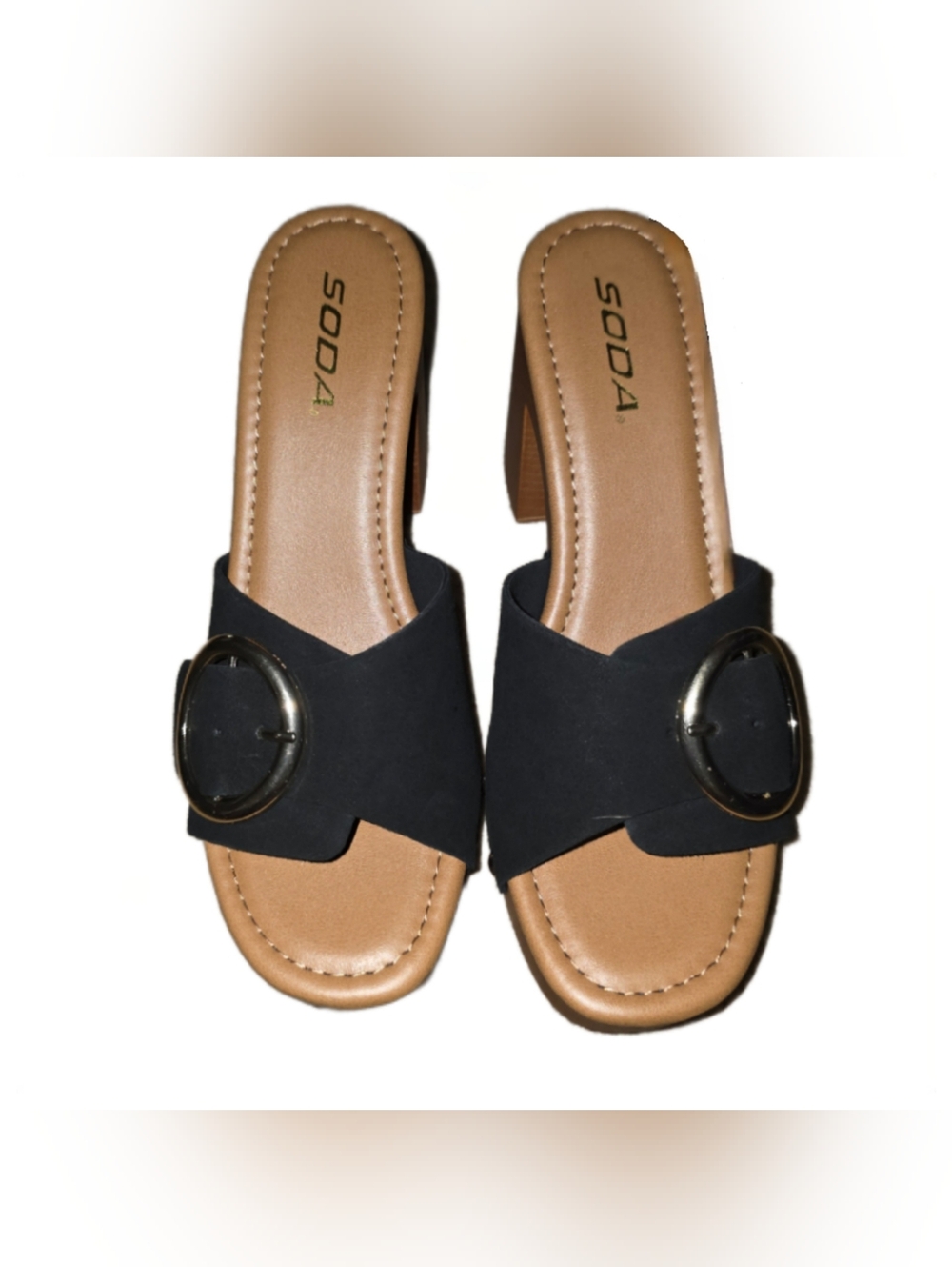 Soda "Apple" Women Square Toe Studded Platform High Heel Sandal - Size 8.5